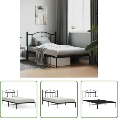 Produktbild von The Living Store Bettgestell mit Kopfteil Metall Schwarz 107x203 cm
