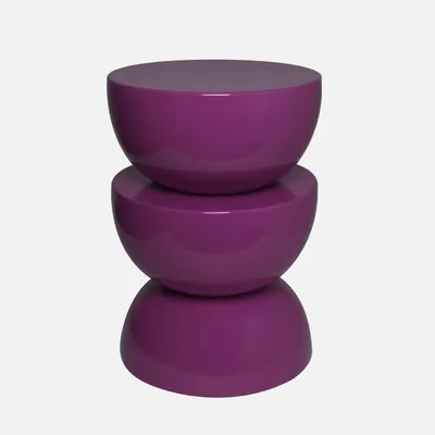 A stack of three purple, bowl-shaped objects.