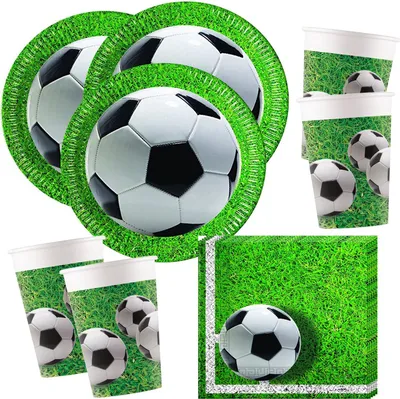 Produktbild von Fußball Partyset zum Kindergeburtstag 52 tlg.