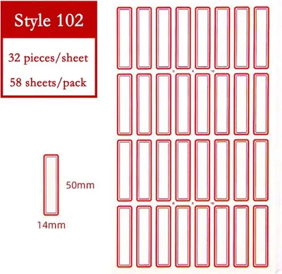 Zdjęcie produktu dla INF Czerwone Etykiety Samoprzylepne 14x50mm - 58 Arkuszy, Naklejki do Biura i Domu