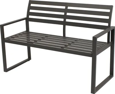 Produktbild von TPFGarden 2-SITZER Gartenbank Greys - Sitzbank aus Aluminium, mit Armlehnen. Farbe: dunkelgrau. BxTxH: 122x59x87 cm