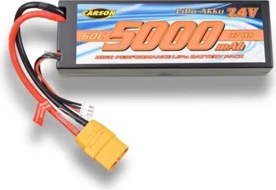 Produktbild von CARSON|TAMIYA CARSON 7,4V/5000mAh 60C LiPo Akku XT90