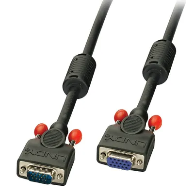 Obrázok produktu pre LINDY VGA kábel M/F čierny 1m HD15 M/F s podporou DDC
