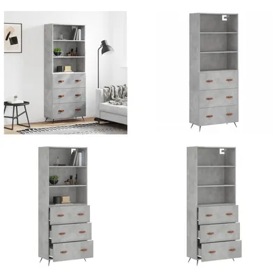 Produktbild von vidaXL Highboard Betongrau 69,5x34x180 cm Holzwerkstoff - Highboard - Highboards - Sideboard - Schrank