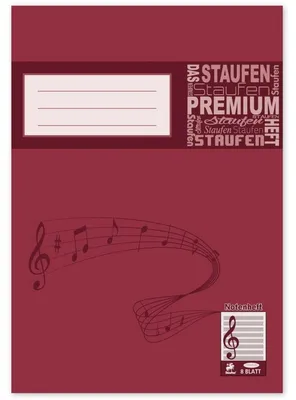 Produktbild von Staufen® Notenheft ohne Hilfslinien Lineatur N Notenlineatur DIN A4 ohne Rand, 8 Blatt