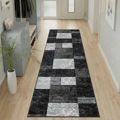 Produktbild von Carpetsale24 Designer Wohnzimmer Teppich Modern Weicher Kurzflor Teppich Konturenschnitt Pflegeleicht, Grösse: 80x300 cm