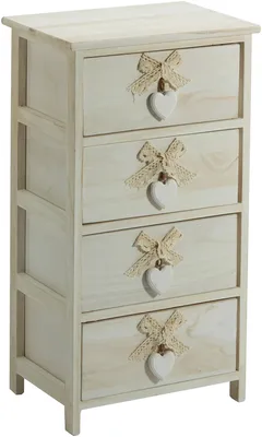 Immagine prodotto di Cassettiera 4 Cassetti 40x29x73 cm in Legno con Cuore