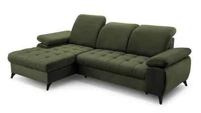 Obrázek produktu pro BEAUTYSOFA Rohová pohovka s funkcí spaní BELLO, otoman vlevo, tvar L, barva: zelená (Whisper11)