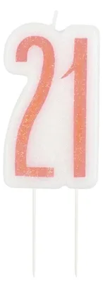 Produktbild von Roségoldene Glitzer Kerze Zahl 21