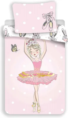 Imagen del producto de Ropa de cama para cuna con diseño de bailarina: funda de edredón de 140x200 cm y funda de almohada de 70x90 cm