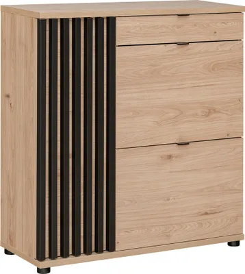 Produktbild von Schuhschrank, Kastanienholz mit schwarzen Lamellen, POLICORO-164