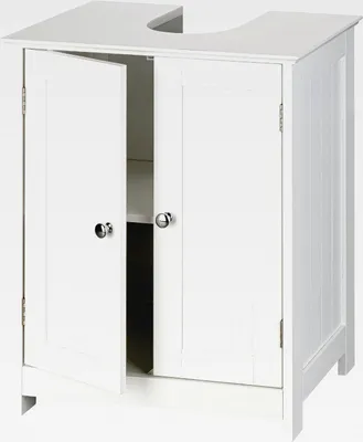 Produktbild von Waschbeckenunterschrank - Waschtischunterschrank weiß im Landhausstil (ca. 50cm o. 60cm breit) - Badunterschrank Badezimmer Unterschrank Bad (50 x 30 x 60 cm)