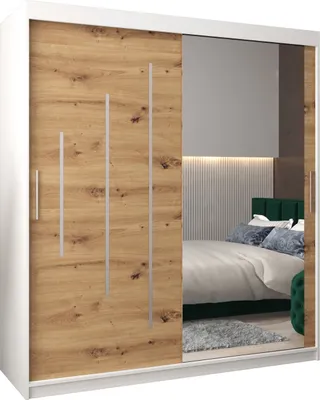 Produktbild von Kleiderschrank, Schiebetürenschrank Schlafzimmer, Schrank mit Spiegel YORK 2 200 cm