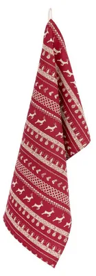Produktbild von Clayre & Eef Geschirrtuch 50x85 cm Rot Beige Baumwolle Weihnachten