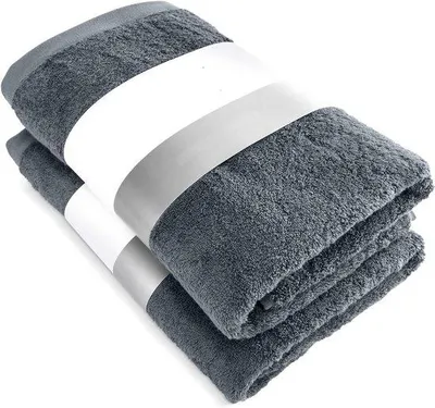 Produktbild von Famanu Duschtücher Set 2 Stück, 70 x 140 cm, 100% Baumwolle,  Qualität, anthrazit