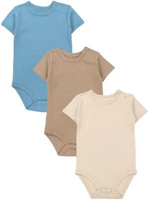 Produktbild von TupTam Kinder Uni Kurzarm Body Baumwolle 3er Set , Farbe: Beige / Hellbeige / Petrolgrün, Größe: 134