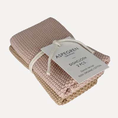 Produktbild von Macaron Baumwoll-Spültücher 2er Set 26x26 cm rosa natur