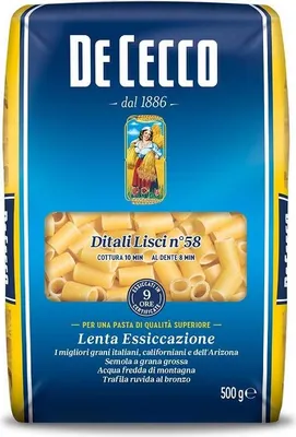 Produktbild von 10x Pasta De Cecco 100% Italienisch Ditali Lisci n°58 Nudeln 500g kurze Pasta