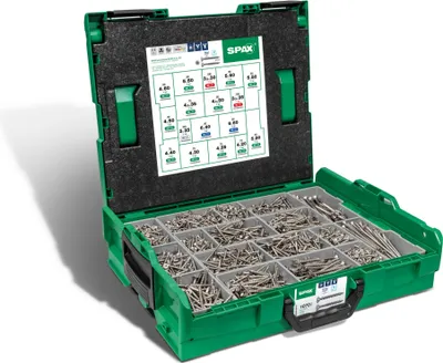 Produktbild von SPAX Montagekoffer L-BOXX, 1 Stück, Schraubenset mit 17 Abmessungen, Senkkopf, T-STAR plus, 4CUT, Edelstahl A2