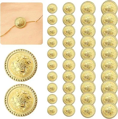 Zdjęcie produktu dla Zestaw metalowych guzików, 40 sztuk, złote, 15–25 mm, odzież