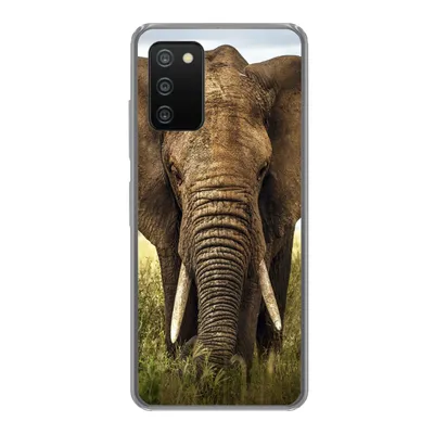 Produktbild von MuchoWow® Handyhülle Schutzhülle Hülle für Samsung Galaxy A03s Elefant - Gras - Tiere - Natur Silikon Softcase Handy Hülle - Schutz