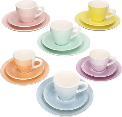 Produktbild von Spring 18tlg Kaffeeservice 6 Personen bunt Tassen Untertassen Teller