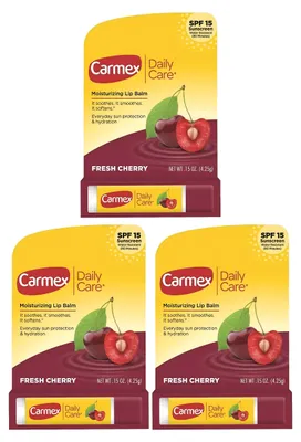 Produktbild von CARMEX - Lippenbalsam - 3er Pack - Kirschgeschmack - Lichtschutzfaktor 15 - Wasserfest