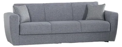 Produktbild von Schlafsofa Dcorv, Lineares 3-Sitzer-Container-Schlafsofa, Wohnzimmersofa aus gepolstertem Stoff mit Klick-Klack-Öffnung, 223x84xh80 cm, Grau