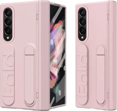 Produktbild von Hülle für Samsung Galaxy Z Fold 3 Armbandtasche mit Scharnierschutz, Eingebautem Displayschutz, Griff, Ständer Handyhülle Pink