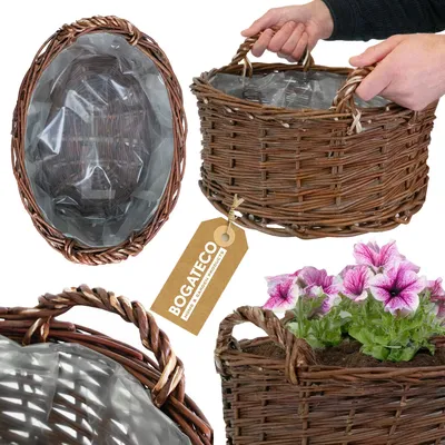 Produktbild von Blumentopf aus Korbgeflecht | Handgefertigter Blumentopf-Übertopf aus Weide Oval WeidenkorbOval 45x35x16 cm