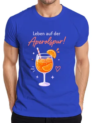 Produktbild von Leben auf der Aperolspur! Sommer Cocktail Spritz Mädelsabend Herren T-Shirt, Blau, L