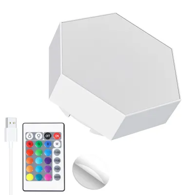 Produktbild von Gaming Led Deko Wandleuchte, RGB Hexagon Waben Wand Licht, Sechseck Led Panel Beleuchtung Innen Party Bar Gaming Zimmer Deko Led Wanddeko, 1er Pack