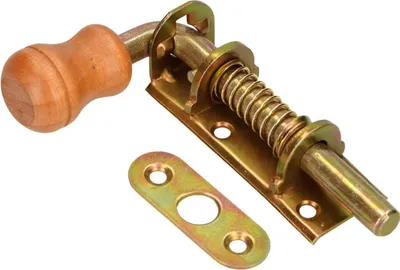 Immagine prodotto di KOTARBAU® Bullone a molla 100 mm Catenaccio Catenaccio per porta Catenaccio Grendel zincato Acciaio inox Maniglia in legno Resistente alle intemperie Con sospensione Catenaccio per cancello