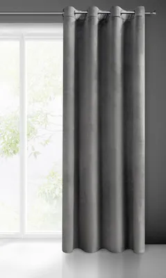 Zdjęcie produktu dla Eurofirany aksamitna zasłona z oczkami Melanie stal, 140cm x 250cm