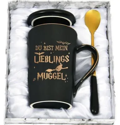 Image de Tasse à café avec l'inscription "Tu es ma tasse préférée" (ou "Tu es ma tasse préférée"), 400 ml, noire, en céramique