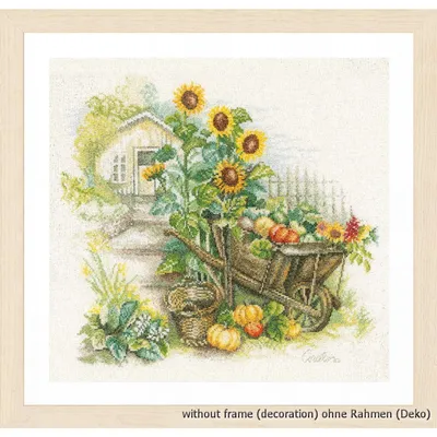 Produktbild von Lanarte-Kreuzstich-Set „Schubkarre und Sonnenblumen“, Zählvorlage