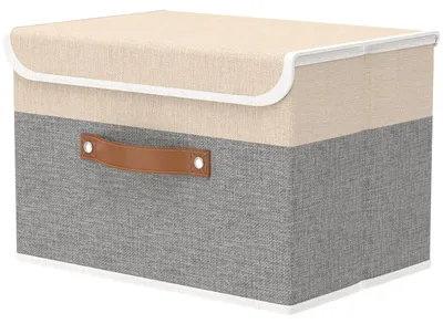 Produktbild von 1 Aufbewahrungsbox mit Deckel, Stoffboxen 45 x 30 x 30 cm, Aufbewahrungskörbe, Organizer für Kleidung, Bücher
