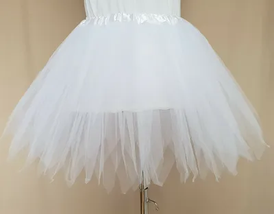 Produktbild von Tütü Tüllrock Petticoat Ballett Kleid gezackt Junggesellenabschied Fasching Erwachsen M L XL 5 Lagen 45cm Weiß