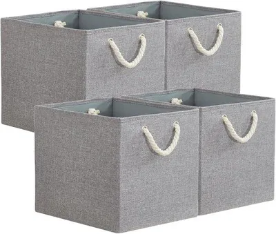 Produktbild von Famanu Aufbewahrungskubus 33 x 38 x 33 cm mit Griffen - Große graue Aufbewahrungsbox für Kleidung und Organizer