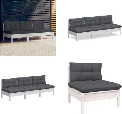Produktbild von vidaXL 3 Sitzer Gartensofa mit Anthrazit Kissen Massivholz Kiefer - 3-Sitzer-Gartensofa - 3-Sitzer-Gartensofas - Gartensofa - Gartensofas