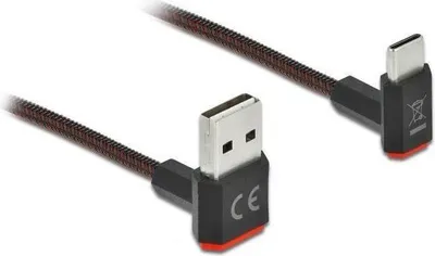 Image de DeLOCK EASY-USB 2.0 câble Type-A, mâle vers USB Type-C, mâle, coudé, haut/bas, 1,5 m, Noir, 1,5 m, USB A, USB C, USB 2.0, Noir