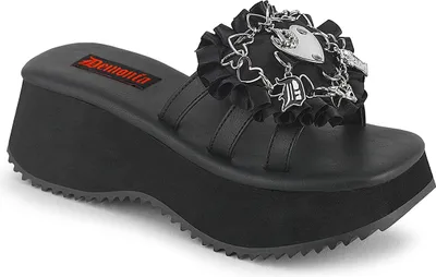 Produktbild von DemoniaCult FLIP-16 Plateau Sandalen Schwarz  Satin EU 36