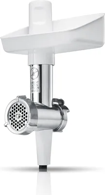 Produktbild von Bosch Fleischwolf MUZS2FWW, Fleischwolf-Aufsatz, Stopfer, Edelstahl Loch-Scheibe 4,5 mm, auch für Fisch und Gemüse, passend MUM Serie 2 Küchenmaschine
