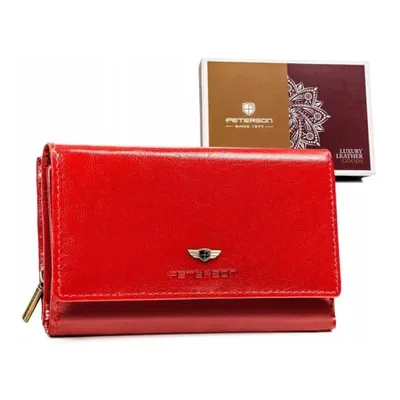 Produktbild von Peterson | Mittelgroße Brieftasche, aus Naturleder, für Frauen, Rot, 14.5x9 cm