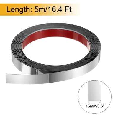 Produktbild von Zierleisten Selbstklebend Edelstahl mit Handschuh Wandleisten Selbstklebend Deckenleisten Selbstklebend Zierleiste fš¹r Wandspiegel Wohnkultur 5 x 15 mm Spiegelndes Silber