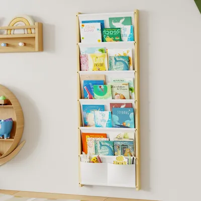 Produktbild von Wandregal 6 Ablagen, Kinderbücherregal, Holz, für Kinderzimmer