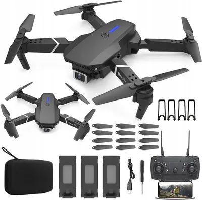 Produktbild von RC-Drohne mit HD Kamera, 4K-Kamera WiFi-FPV-Drohn, GPS RC Qudcopter, Flugzeit Faltbare FPV Drohnen mit 3 Batterien