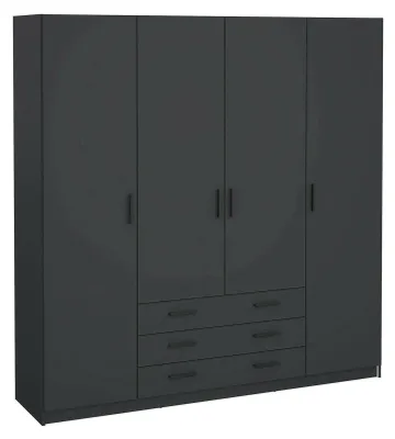 Produktbild von Großer Kleiderschrank Epipola, Schlafzimmermöbel, Schrank, Garderobe, 196x50 h200 cm, Grau