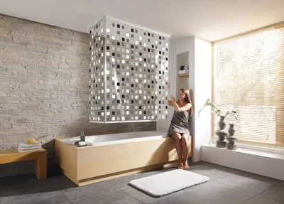 Produktbild von Kleine Wolke Eck-Duschrollo 132 x 56 x 240 cm grau