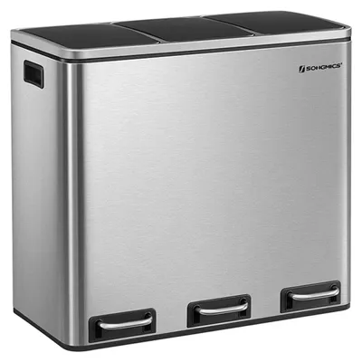 Immagine prodotto di Contenitore per la raccolta differenziata con 3 scomparti – Acciaio – 61,5 x 31,5 x 56 cm